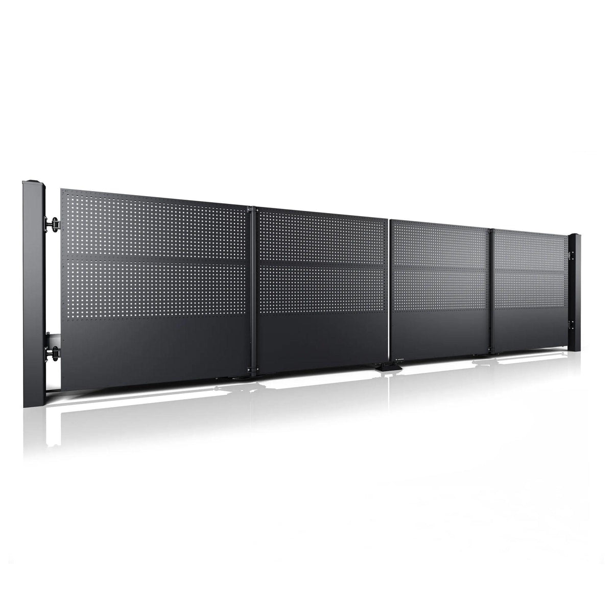 3d foto van een moderne vouwpoort uitgevoerd in staal