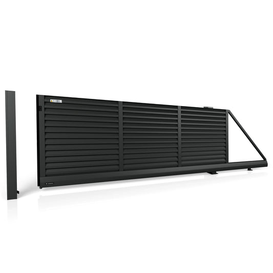 dichte schuifpoort zwart aluminium