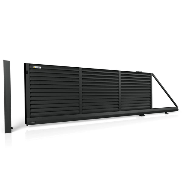 dichte schuifpoort zwart aluminium
